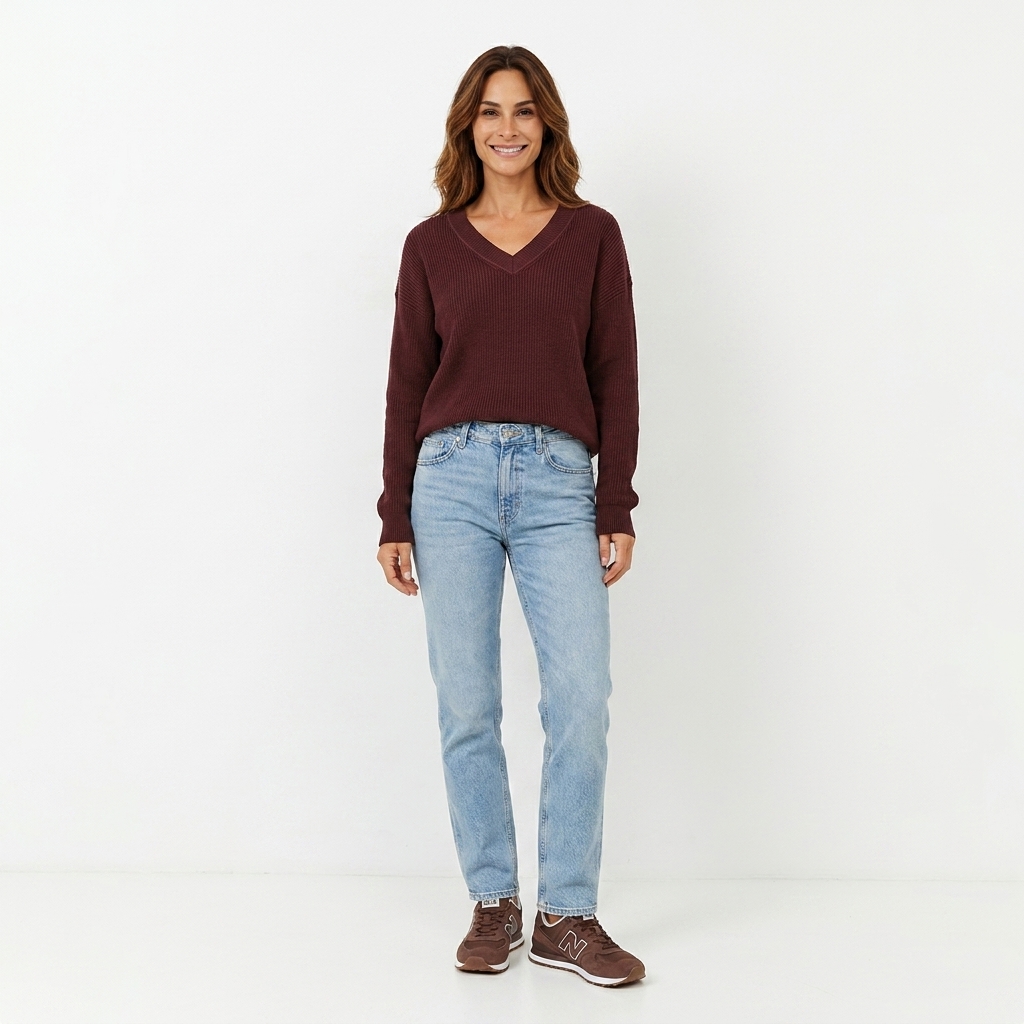 Blusa Fluffy Decote V Café